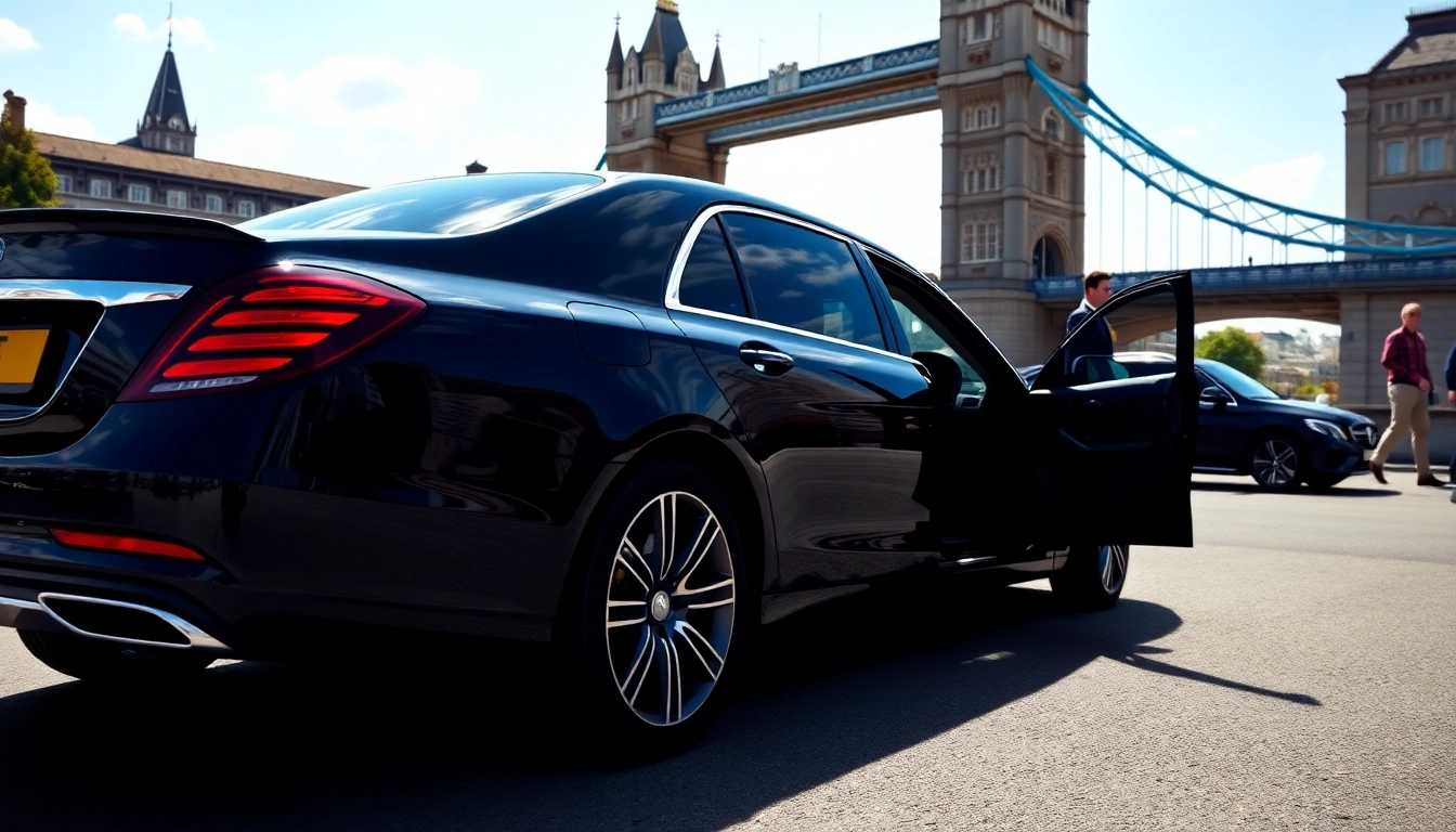 Experience luxury chauffeur service london with a premium car in front of Tower Bridge.