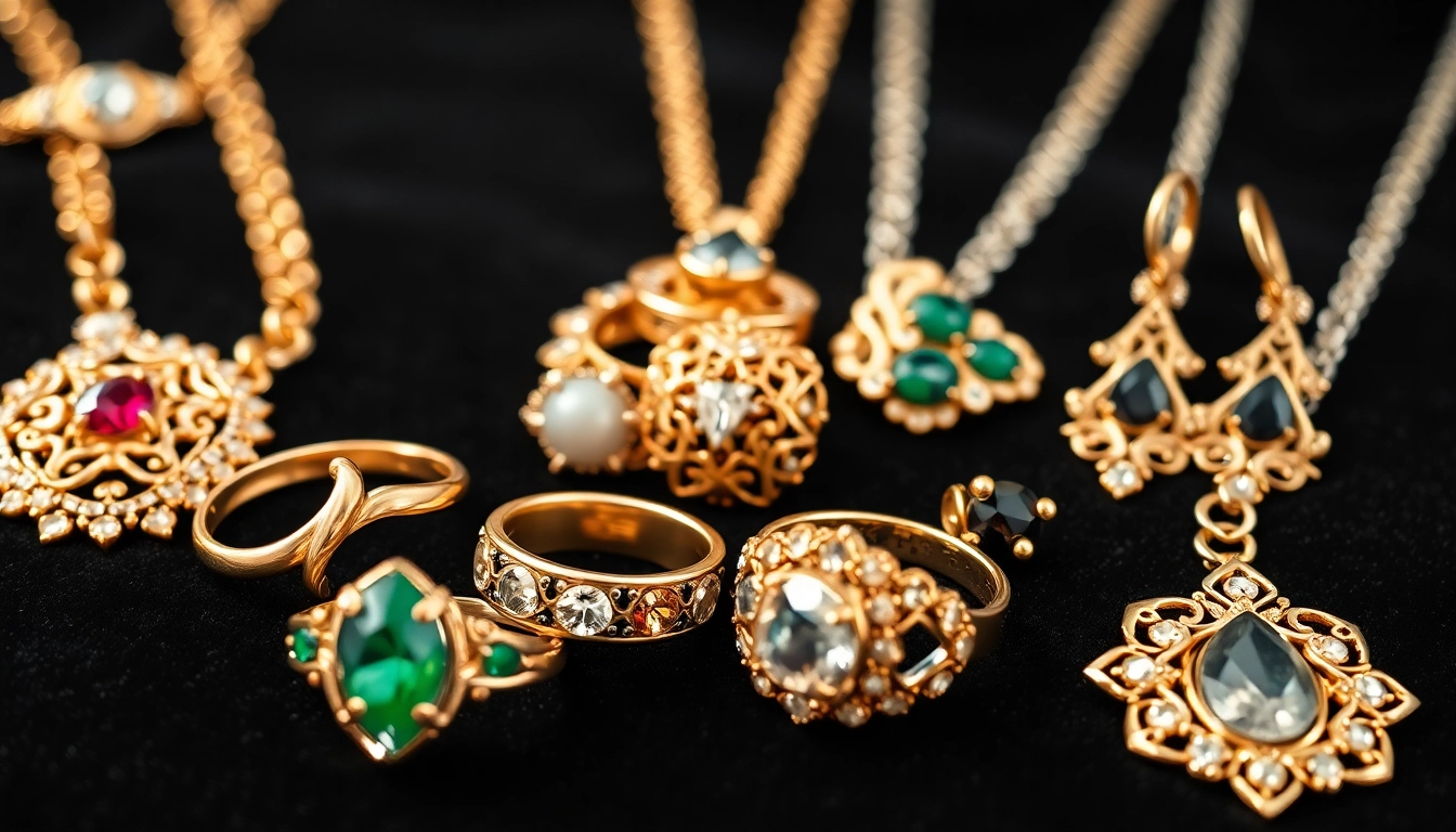 Showcasing elegant Jewelry pieces, including rings and necklaces, with intricate details.