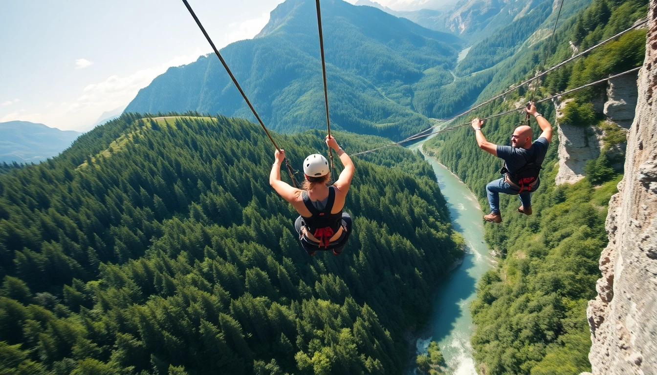 Bovec zipline thrilling descent amidst breathtaking Učja Valley scenery.